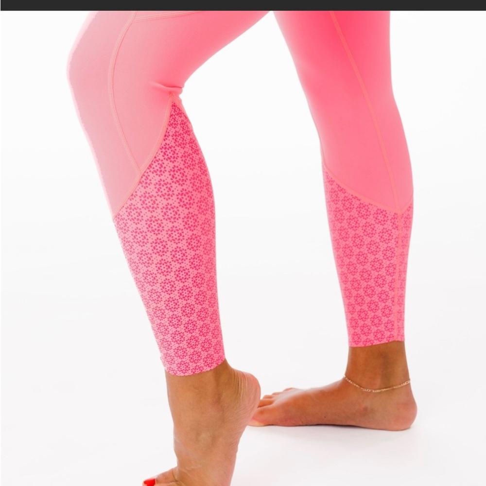 Neon Coral Flower Power Luxe Hi-Rise 7/8 24"